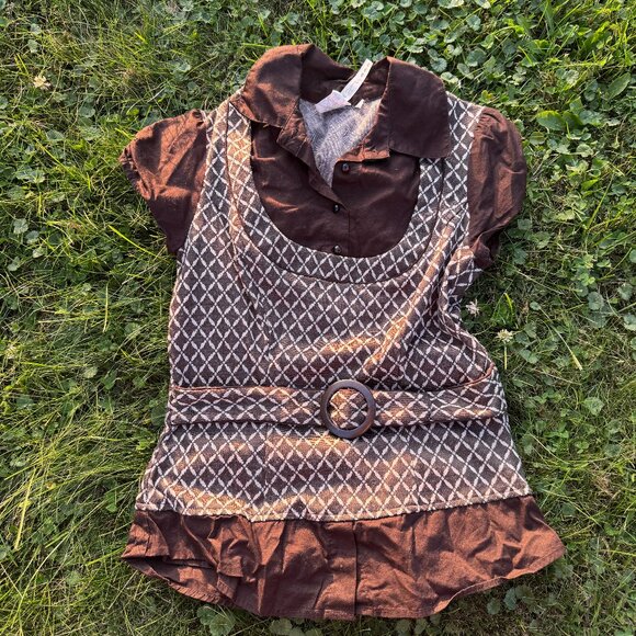 VTG Y2K Two-Piece Office Siren Blouse - Picture 1 of 4